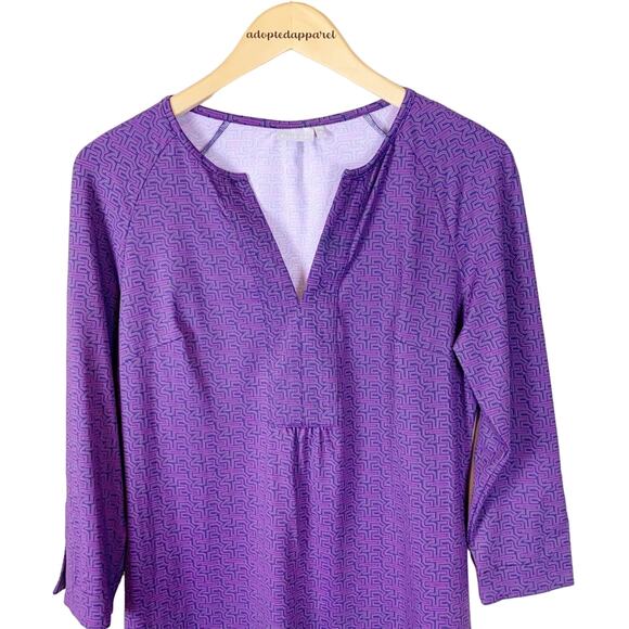 Ellie Kai Purple Geometric Dress Nylon Spandex Midi Size 4 - Picture 3 of 7